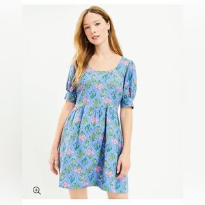 NWT Floral U-Neck Puff Sleeve Dress size 14
